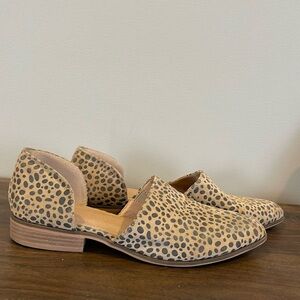 Cheetah Print Pointed Toe Open Ankle Shoes, Size 9